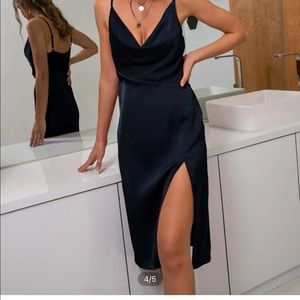 SHEIN Navy blue cowl neck dress